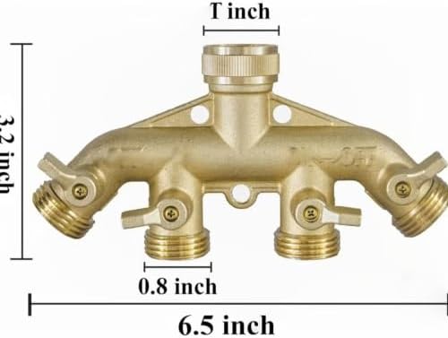 Brass 4 Way Garden Hose Splitter Ball Valve Adapter - Image 5