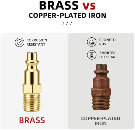 47 PCS 1/4 Inch Quick Connect Air Hose Fittings, Premium Metal Air Compressor Fittings with Teflon Tape, Air Tool Quick Connect Air Line Fittings (Compatible with Air Compressors, Air Hoses) - Image 6