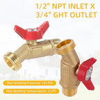 12 Pack Hose Bibb Brass Ball Valve, 1/2" Male NPT Inlet x 3/4" Male GHT Threaded Garden Hose Outlet Connector, 1/4-Turn Sillcock Water Spigot Hose Bibb Valve (1/2" x 3/4") - Image 4