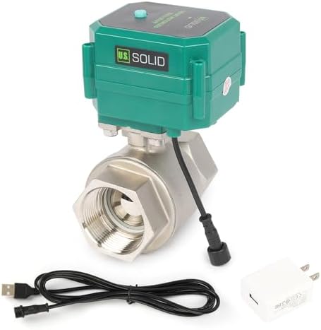 U.S. Solid 1-1/2" Smart Motorized Ball Valve - NSF Certified 304SS Remote App Mobile-control Electrical Ball Valve with Manual Switch, Plug Connection - Image 2