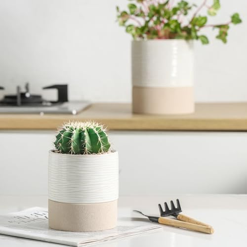 Nihow Ceramic Self Watering Plant Pot for Indoor Plants, 4.5 Inch,Set of 2 - Image 3