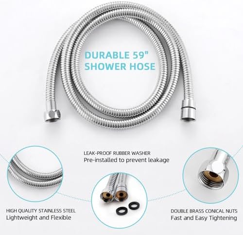 Chrome Shower System with High Pressure 6-Spray Rain Shower Head, 360° Rotatable Anti-Clog Silicone Nozzles, Wall-Mounted Shower Faucet Set, Rustproof ABS for Bathroom Upgrade - Image 6