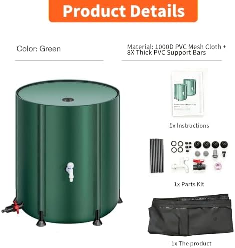 Foldable Rain Barrel, Portable Rainwater Collector for Garden Irrigation (500L) - Image 6