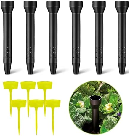 6 Pack Deep Drip Watering Stakes, 12 Inch Large Plant Watering Spikes for Outdoor Plants, UV-Protected PP Plastic Deep Root Irrigation System for Trees, Shrubs, Vegetables and Potted Plants (6, black) by Unknown