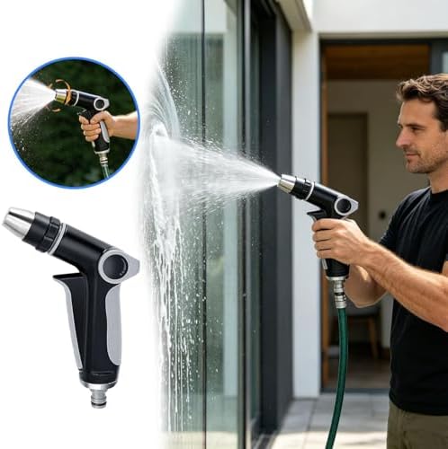 Garden Hose Nozzle, Standard 3/4 Inch Threaded Connection Thumb Flow Control 360° Adjustable Spray Hose Nozzle Heavy Duty, High Pressure Trigger Control Hose Nozzle for Plants Lawn Garden Watering (A) - Image 2