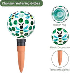 Mosaic Watering Globes 2 Pack Terracotta Self Watering Spike Green - Image 3