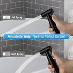 Handheld Toilet Bidet Sprayer 2 Pack, Water Pressure Adjustable Sprayer with Hose and 7/8 "T-Valve, Jet Spray and Soft Spray, for Toilet, Bidet, Shower etc., Stainless Steel, Black - Image 4