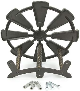 Zeckos Garden Hose Holder Farmhouse Windmill 12 Inch Cast Iron Bronze - Image 4