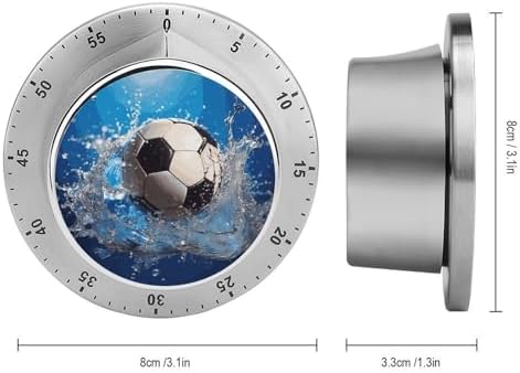 Soccer Ball Water Digital Timer for Kids Stainless Steel Mechanical Kitchen Timer Sleek Cooking Timer 60 Minute Cute Countdown Timer for Baking Cooking Home Kitchen Gift - Image 2