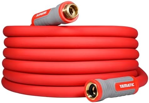YAMATIC 30FT Flexible Garden Hose 5/8", Brass Swivel Handle Burst 600 PSI by YAMATIC
