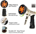 Garden Hose Nozzle Sprayer Gun, 9 Adjustable Watering Patterns, Heavy Duty Metal High Pressure Water Gun, Comfort Grip Gardening Watering Tool for Car Washing, Watering Lawn, Pet Shower, Road Cleaning - Image 3