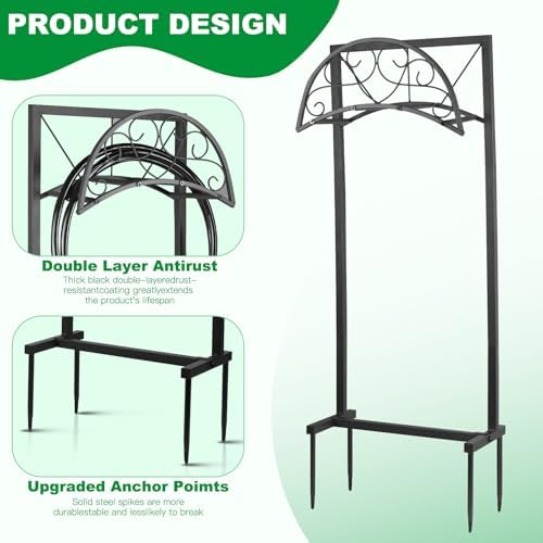 Garden Hose Holder Stand, Heavy Duty Freestanding Hose Holder for Outside, Holds Up to 150FT Water Hose, Metal Hose Hanger Rack with 4 Anchor Spikes for Yard Lawn Garden-Without Basket - Image 2
