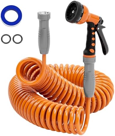 SPECILITE 3/8" Lightweight Coil Garden Hose 50 FT, EVA Flexible Water Hose by SPECILITE