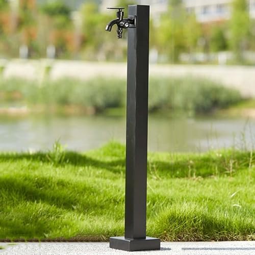 Stainless Steel Outdoor Freestanding Water Column FountainVertical Garden Hose Holder with Faucet for Car Washing Watering and Landscape Decor by Unknown