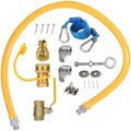 Safety System Kit, 3/4" Natural Gas Hose, 36" Commercial Kitchen Gas Hose, Mobile Gas Connector Hose Kit with 2 Elbow Fittings, 3/4 Flexible Gas Line by IMOLI