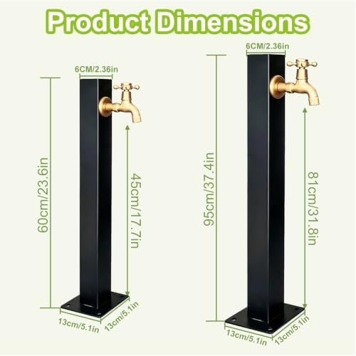 Outdoor Water Column Antifreeze Hose Faucet Stainless Steel Garden Water Tap for Backyard, Farm, Irrigation, Car Washing, Pet Showering(Height: 60cm/23.6in) - Image 2