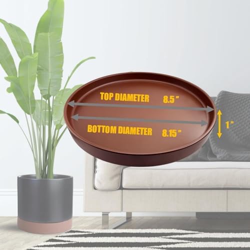 Yukfona Ceramic Plant Saucer Tray 2 Pcs 8 Inch Brown, 8.5" OD x8.15 ID x1 Deep| Fits Flower pots Bottom≤ 8.15", Heavy Duty Glazed Round Planter Drip with Catch Basin for Indoor Outdoor Plants - Image 2