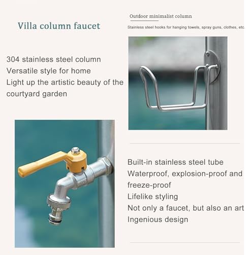 Floor Mounted Faucet Outdoor Water Pipe Vertical Fountain Irrigation Column,Stainless Steel Hexagon Vertical Garden Water Column - Free-Standing Insulated Faucet for Home Irrigation & Antifr - Image 3
