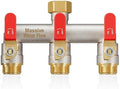 Hose Splitter 3 Way Heavy Duty Full Flow Brass Nickel Plated Outdoor Faucet and Garden Connector - Water Spigot Splitter - T Adapter with Shut-Off Valve, 3/4 - Inch GHT Thread（Red） by Lnezcdb