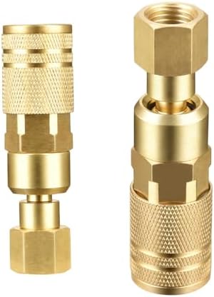 RayMagic Upgraded 1/4'' NPT Air Hose Fittings, 1/4 Inch Brass Female 360° Swivel Coupler, Quick Connector M Style Air Coupler,1/4 Inch Air Fittings For Air Compressor Accessories 8-Pack - Image 6