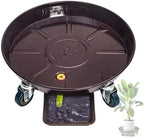 Plant Drip Trays Plant Tray Round Metal with Lockable Wheels and Drain Tray for Indoor Outdoor Flower Pot(Brown,30cm/12in) by Unknown