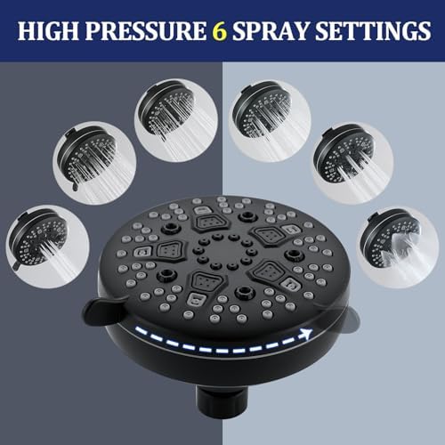 Matte Black Shower System with High Pressure 6-Spray Rain Shower Head, 360° Rotatable Anti-Clog Silicone Nozzles, Wall-Mounted Shower Faucet Set, Rustproof ABS for Bathroom Upgrade - Image 3