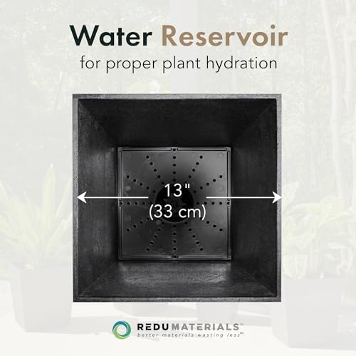 Tierra Verde Sonata Self-Watering Square Planters, Black, 14" x 28", 2-Pack - Image 6