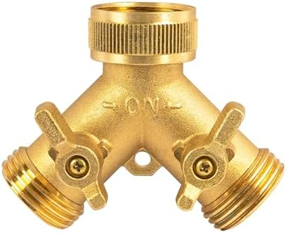 3/4 Inch Heavy Duty Brass Way Splitter, Garden Hose Manifold Connector With Comfort Grip ON/OFF Valves, Adapter For Water Faucet(US NPT) by Unknown