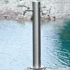 Freestanding Garden Water Column with Outdoor Hose Stand, Anti-Freezing 304 Stainless Steel Floor Mounted Water Tap, Courtyard Faucet Post, Metal Water Fountain Yard Hydrant for Irrigation/Washing by Unknown