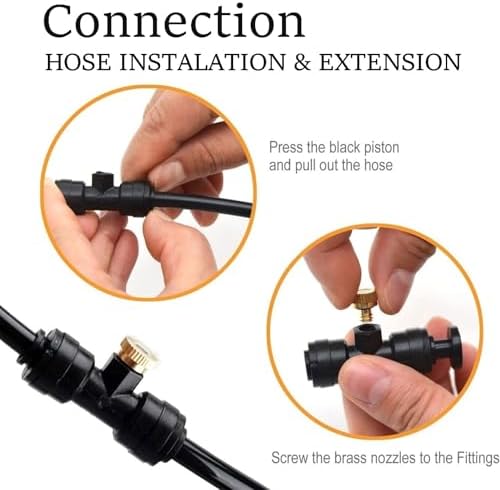 Outdoor Misters Cooling System, Garden Irrigation System Kit, DIY Plant Watering Devices, Garden Irrigation Misting Sprinkler System with Brass Fog Nozzles(19M(62.3ft)) - Image 5