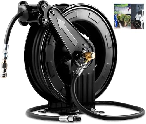 Retractable Pressure Washer Hose Reel, 50FT x 3/8" by MHJLBJQ