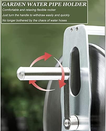 Garden Hose Reel with Hose, Wall Mounted/Portable Tote Hose Reel Cart with 5 Sprayer Modes Nozzle, Heavy Duty Stainless Steel Hose Holder Hose Hanger, Outside Water Pipe Rack Winding Tool ( Size : 50m - Image 7