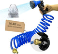 RV Exterior Sprayer Kit Without Port, 16.4FT Coiled Water Hose with 8-Pattern Sprayer & GHT 3/4" Quick Connect Adapter, Waterproof Lightweight Bag Anti-Kink Coil Hose (Blue without Port) by Terapaton