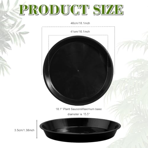 6 Pack 18 inch Plant Saucers for 15.5 inch Planters, Modern Matte Finish 18 20 22 25 inch Flower Pot Drip Tray Base for Indoors Outdoors, Heavy Duty Plant Trays to Catch Water, Black - Image 2