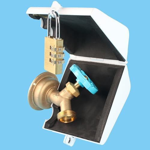 Outdoor Faucet Iock System - Insulated Faucet Iock and Garden Hose Bib Iock Cover, Made of Steel- Prevents Water Theft and Stops Unauthorized Use, Easy to Install White - Image 2