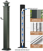 Freestanding Vertical Square Garden Water Column, Floor Mounted Faucet, Hose Holder, Frost Free Hydrant for Irrigation and Watering(74cm/29.1in) - Image 3