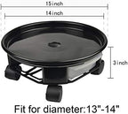1 Pack 15" Black Plant Caddy with Easy Moving Caster Wheels and a Water Container Round Movable Planter Dolly Trolley Tray Pallet Outdoor Indoor Tree Flower Stand Planter - Image 2