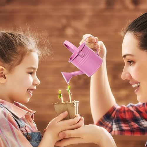 YARNOW 5 Pack Kids Watering Can Set, Small Metal Watering Cans for Kids with Dual Handles and Sprinkler Spout for Gardening Plants Flowers, Assorted Colors - Image 6