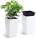 Garvee 16" Tall Planters Set of 2, Outdoor＆Indoor Planter Pots, White by Garvee