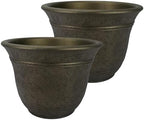 The HC Companies Sierra Round Self-Watering Pot - Lightweight Plastic Planter for Herbs & More - Durable Plant Pots for Indoor Plants & Outdoor Plants (16” Celtic Bronze, Pack of 2) by TheHCCompanies