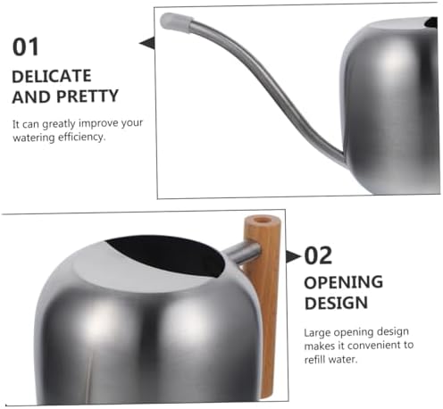 HANABASS 1200ml Long Spout Watering Can Indoor Plant Watering Can Metal Small for Indoor Plants (Silver) - Image 7