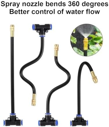 66FT 1/4 Inch 360° Adjustable Drip Irrigation Kit, 20 Copper Atomizing Nozzles Automatic Saving Water DIY Easy Install with Quick Connectors Garden Watering System for Flower Raised Bed Yard - Image 3