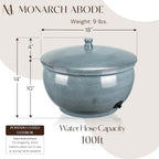Monarch Abode Garden Hose Holder with Lid – Decorative Water Hose Holders for Outside, Smooth Metal Patina Pot with Drainage, 100ft Waterhose Holder for Outside, Garden Storage Caddy - Image 3