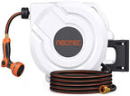 NEO-TEC 100ft 5/8 Inch Retractable Garden Hose Reel with Any-Length Lock Slow Auto Rewind Heavy Duty Hose Reel With 9-Pattern Nozzle 180° Swivel Bracket UV Resistant Wall Mounted Hose Reel for Outside by NEO-TEC