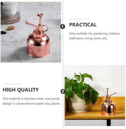 BESPORTBLE Vintage 300ml Rose Gold Watering Can with Pump Sprayer for Succulent Plants Indoor Gardening Stainless Steel Small Plant Watering Bottle - Image 4