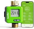 RAINPOINT Bluetooth Smart Water Flow Meter, Brass Fittings, 180° Flip LCD Screen, APP Monitor Water Usage & Flow Rate, Gallon/Liter Measure for Garden, RV, Sprinklers & Hose Nozzles,Green by RainPoint