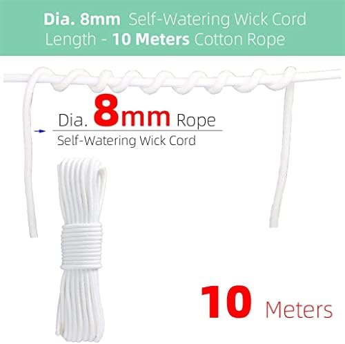 Self Watering Wick Cord Vacation Plant Sitter, For DIY Hydroponic Wicking Self-Watering Planter Pot Automatic Water System Device Potted Violet Auto Seedling Waterer Rope 10m/393.7'' ( Size : 8mmx10m - Image 2