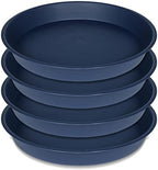4 Pack of 16 inch Plant Saucer, Heavy Duty Round Plant Trays for Pots, Bird Bath Bowls, Plastic Plant Water Tray, Flower Plant Saucers for Indoors (16", Blue) by Bleuhome