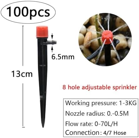 Garden Supplies Garden Drip Irrigation Sprinkler Watering Misting Nozzle Dripper with Plastic Spike Inserting Ground Fit 4/7mm Hose Greenhouse Nozzle(C) - Image 4
