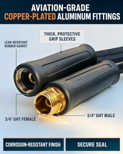 Garden Hose 75FT, Non-Expanding, 700 PSI Burst, 10-Pattern Nozzle - Image 3
